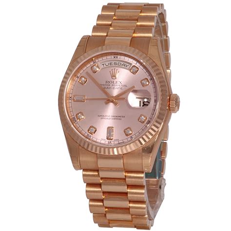 rolex day date rose gold leather strap price